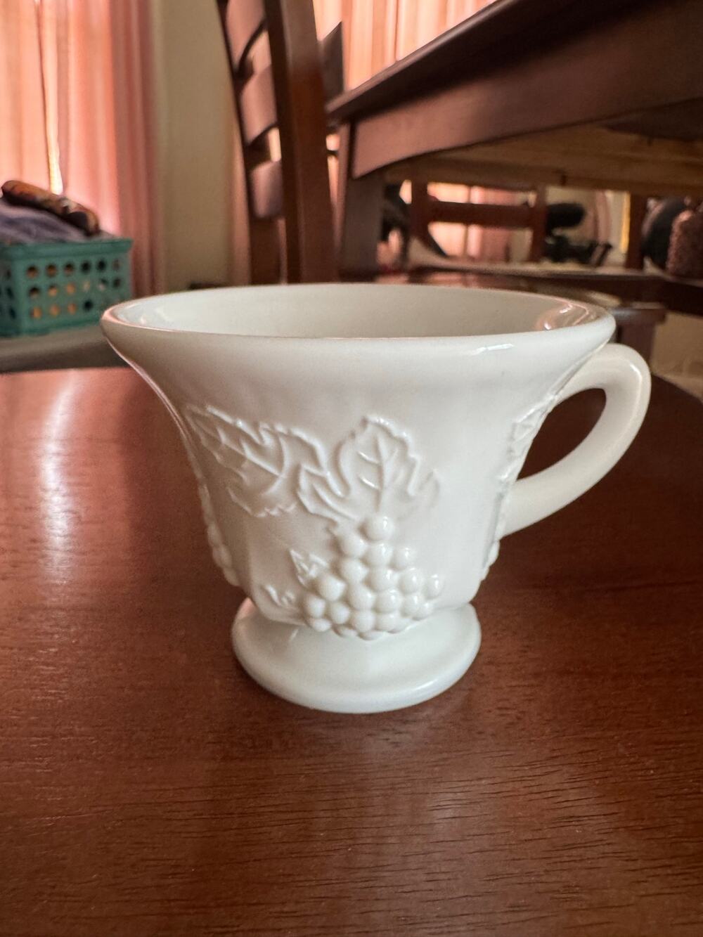 Vintage Indiana Milk Glass White Harvest Grape 6-ounce Footed Cup